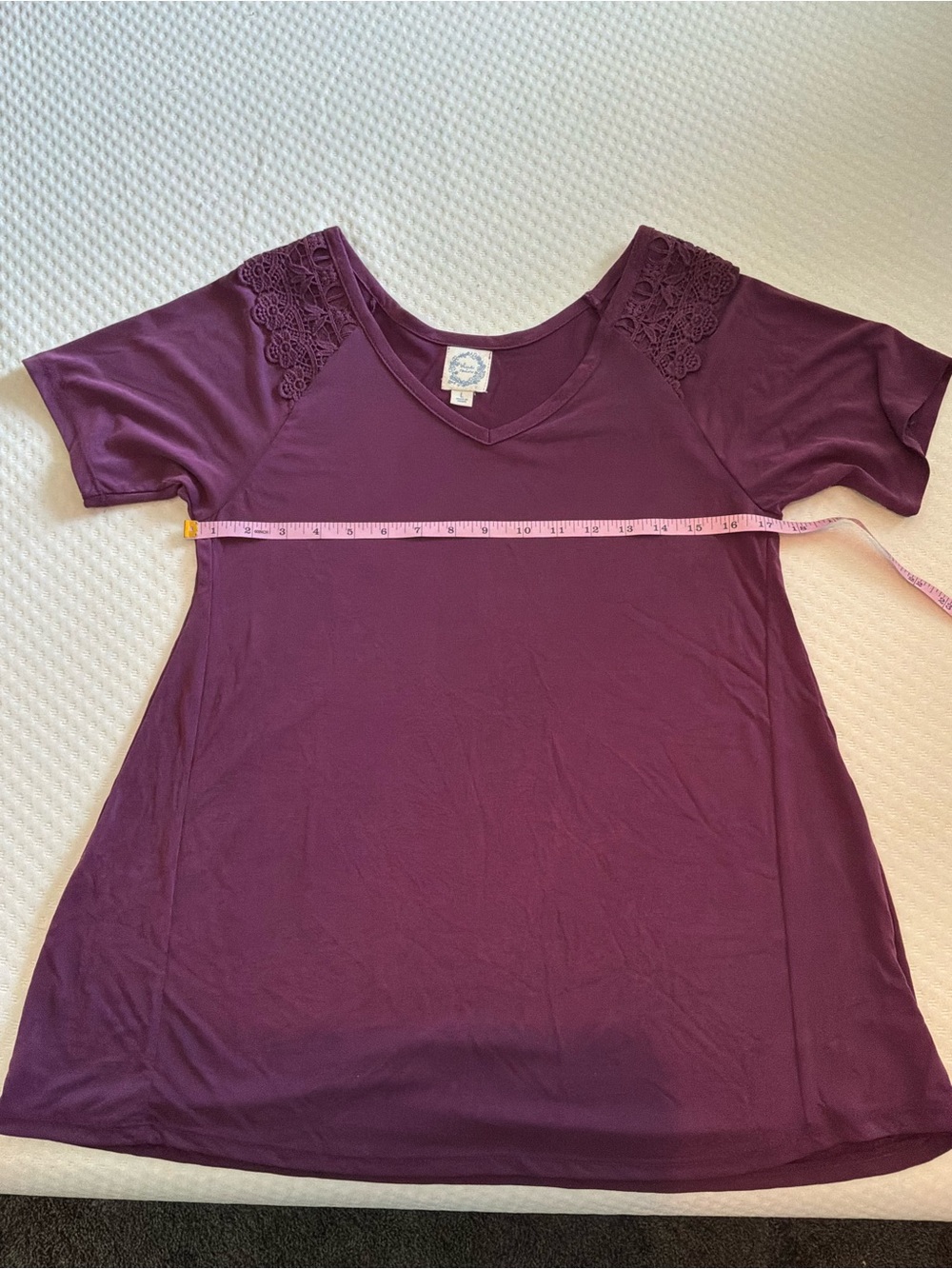 Blue Rain Plum V-Neck Lace Shoulder Blouse